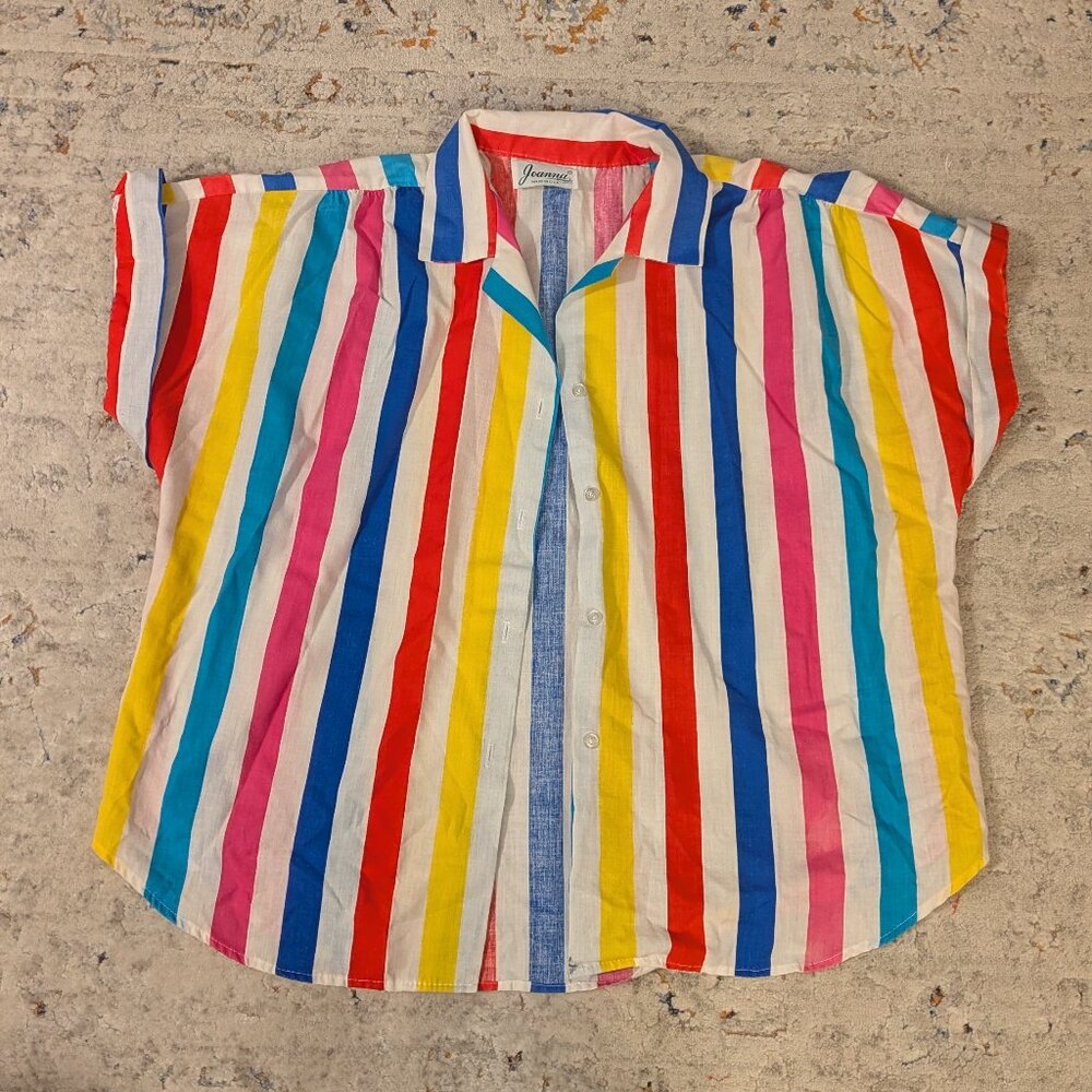 Vintage Retro Striped Button Up Top